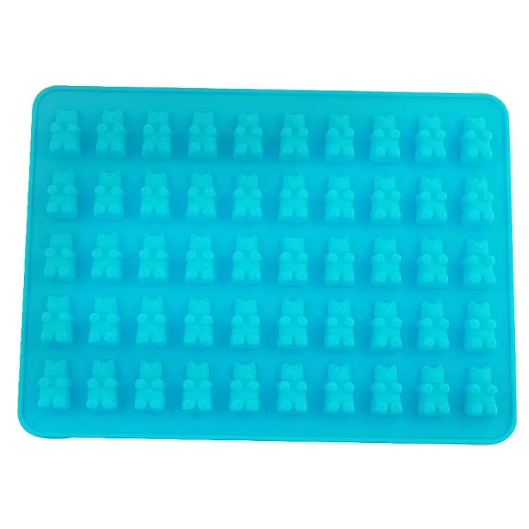2 PCS 50 Holes Small Bear Chocolate Tray Silicone Mold Cookie Mold Candy Mold Random Color Delivery Size: 19*13.7*1cm