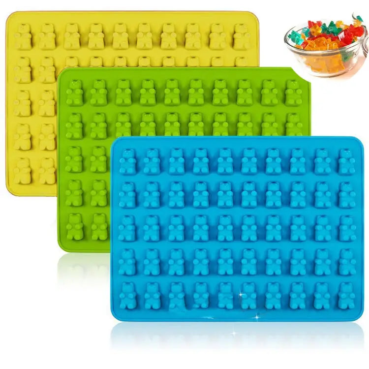 2 PCS 50 Holes Small Bear Chocolate Tray Silicone Mold Cookie Mold Candy Mold Random Color Delivery Size: 19*13.7*1cm