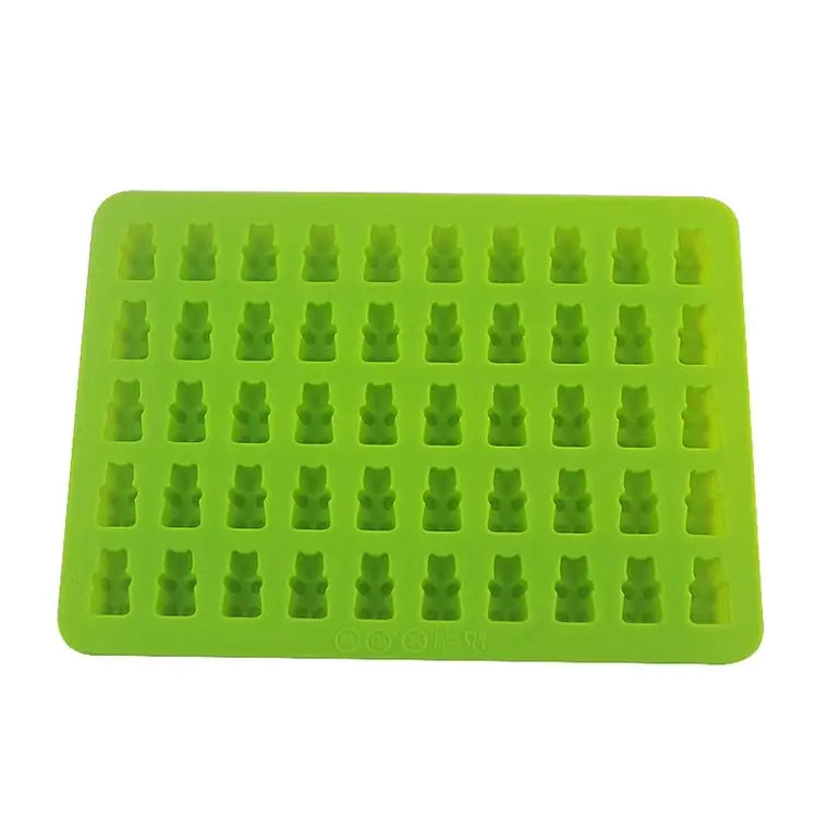 2 PCS 50 Holes Small Bear Chocolate Tray Silicone Mold Cookie Mold Candy Mold Random Color Delivery Size: 19*13.7*1cm
