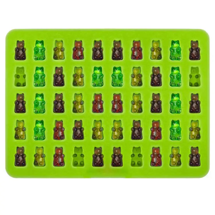 2 PCS 50 Holes Small Bear Chocolate Tray Silicone Mold Cookie Mold Candy Mold Random Color Delivery Size: 19*13.7*1cm