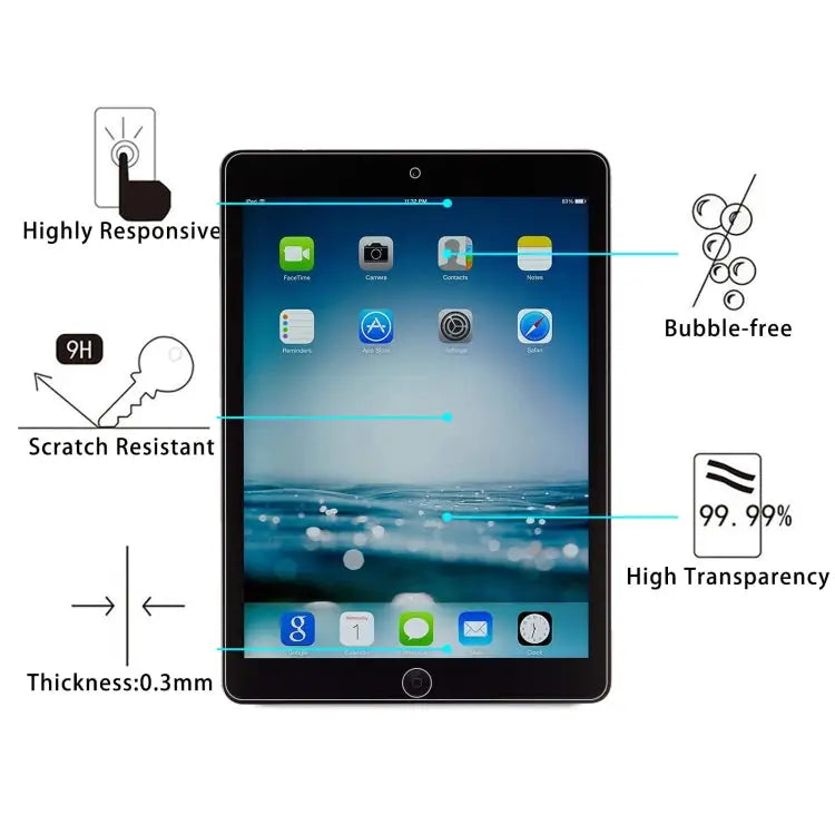 2 PCS 9H 2.5D Explosion-proof Tempered Glass Film For iPad 9.7 2018 / 2017 / Pro 9.7 / Air 2 / Air (2 PCS) - For iPad