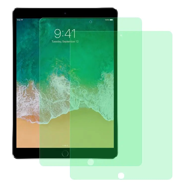 2 PCS 9H 2.5D Eye Protection Green Light Explosion-proof Tempered Glass Film For iPad 9.7 (2018) For iPad 10.2 For iPad