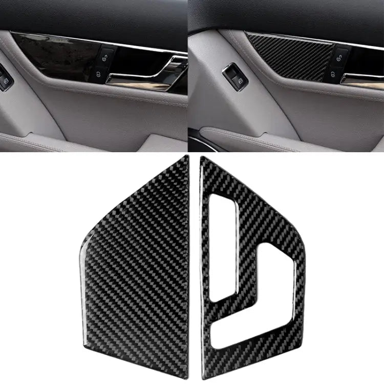 2 PCS Car Carbon Fiber Left Drive Seat Adjustment Panel Decorative Sticker for Mercedes-Benz W204 2007-2013 Left Drive