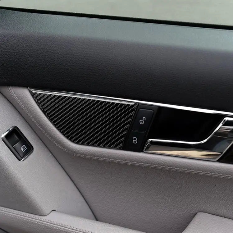 2 PCS Car Carbon Fiber Left Drive Seat Adjustment Panel Decorative Sticker for Mercedes-Benz W204 2007-2013 Left Drive