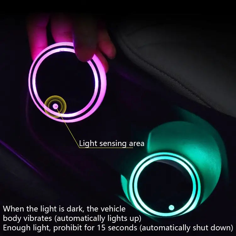 2 PCS Car LED Luminous Water Coaster Car Atmosphere Light USB Charging Non-Slip Coaster Car Luminous Water Coaster