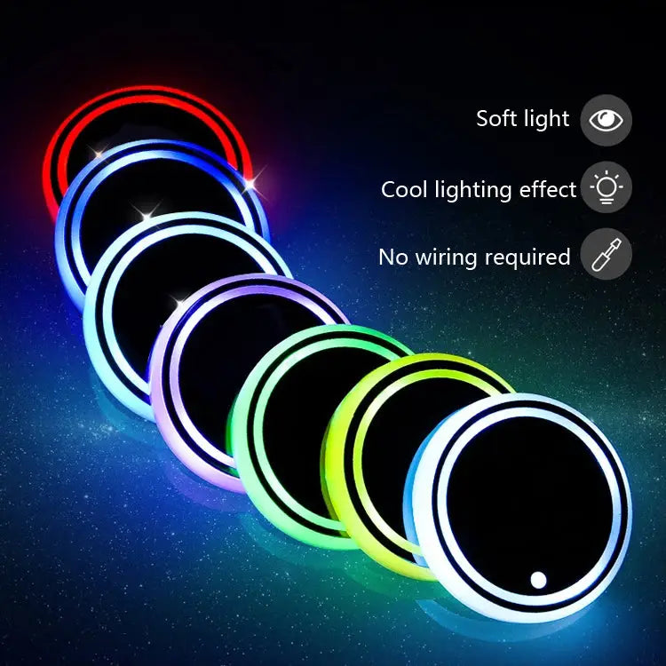 2 PCS Car LED Luminous Water Coaster Car Atmosphere Light USB Charging Non-Slip Coaster Car Luminous Water Coaster
