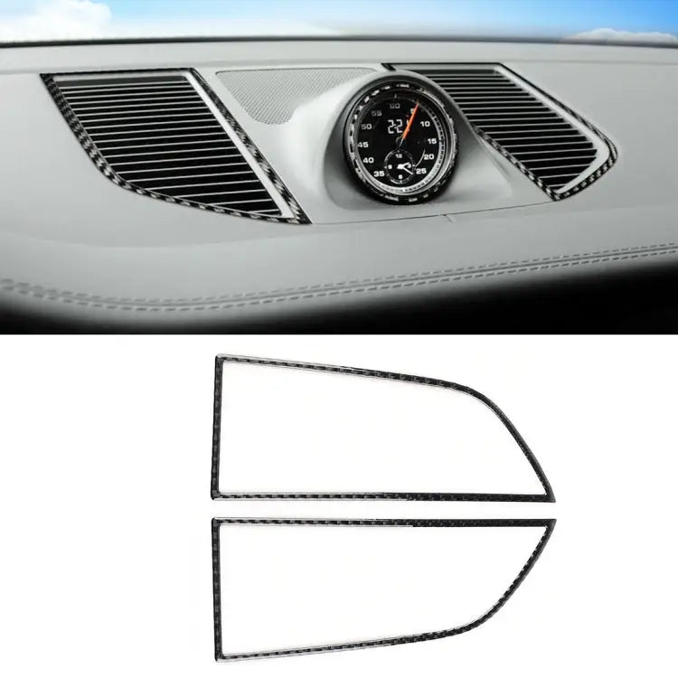 2 PCS Carbon Fiber Car Instrument Air Outlet Panel Decorative Sticker for Porsche Macan Instrument Air Outlet