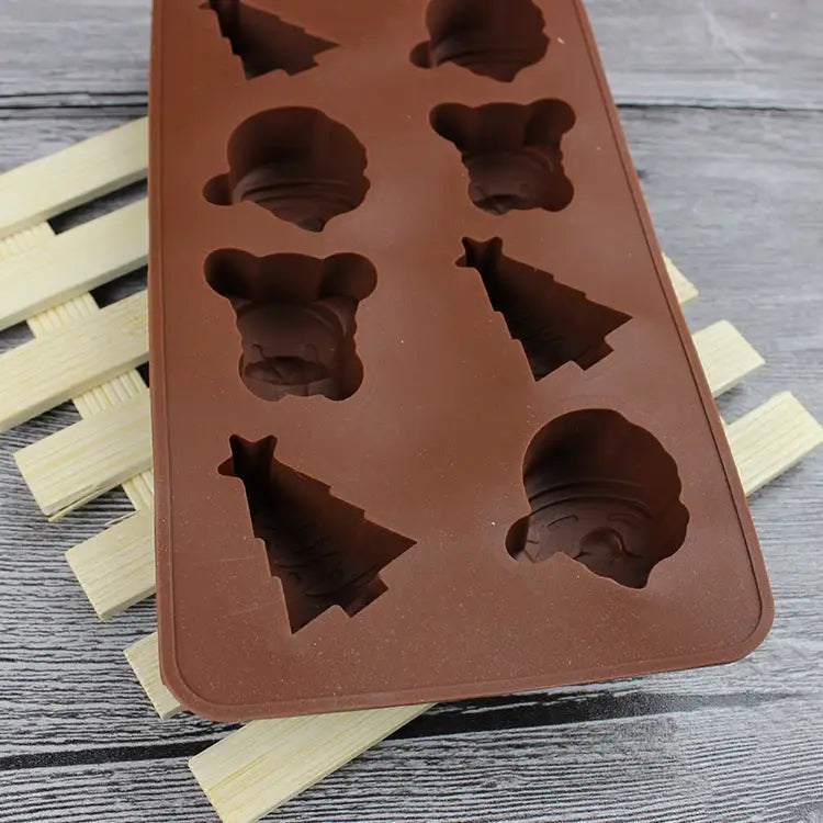 2 PCS Christmas Tree Santa Claus Chocolate Dessert Pastry Kitchen Baking Silicone Ice Lattice Mold Santa Claus - Santa