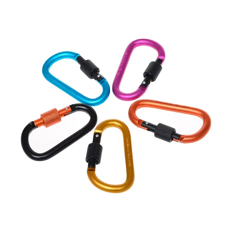 2 PCS D Shape Multi-function Outdoor Aluminium Alloy Mountaineering Buckle Lock Random Color Delivery 2PCS Random Color