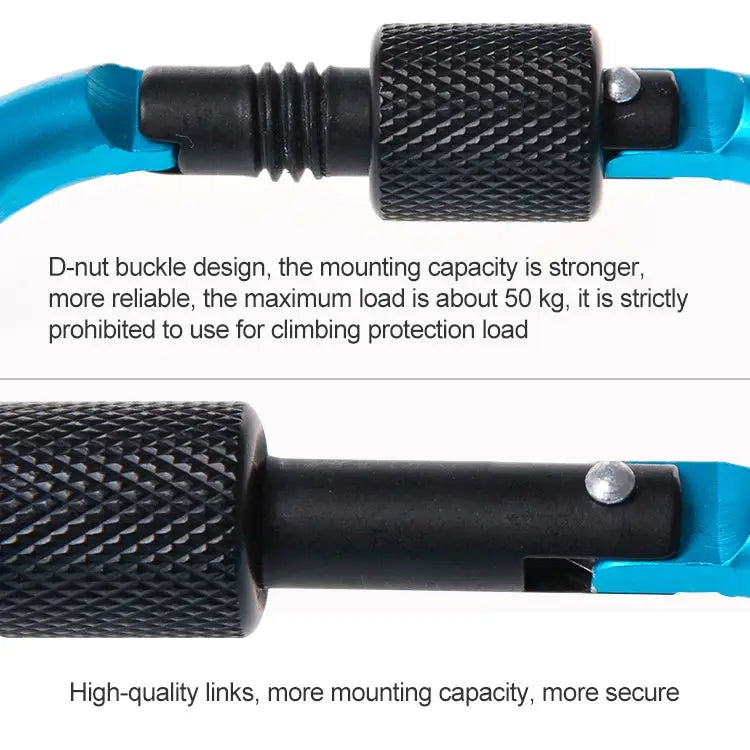 2 PCS D Shape Multi-function Outdoor Aluminium Alloy Mountaineering Buckle Lock Random Color Delivery 2PCS Random Color