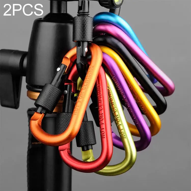 2 PCS D Shape Multi-function Outdoor Aluminium Alloy Mountaineering Buckle Lock Random Color Delivery 2PCS Random Color