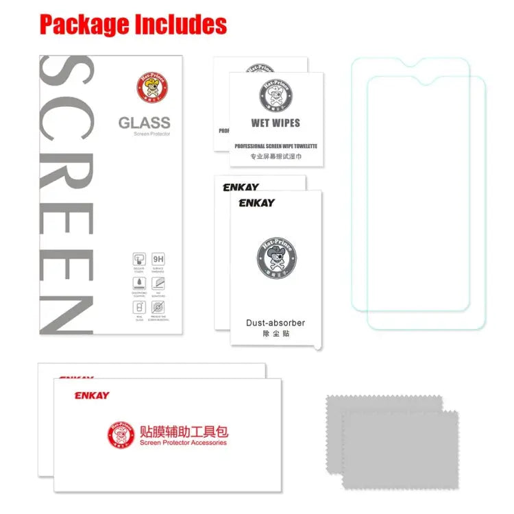2 PCS ENKAY Hat-prince 0.26mm 9H 2.5D Curved Edge Tempered Glass Film for OnePlus 6T & 7 For OnePlus 6T & 7 (2 PCS)
