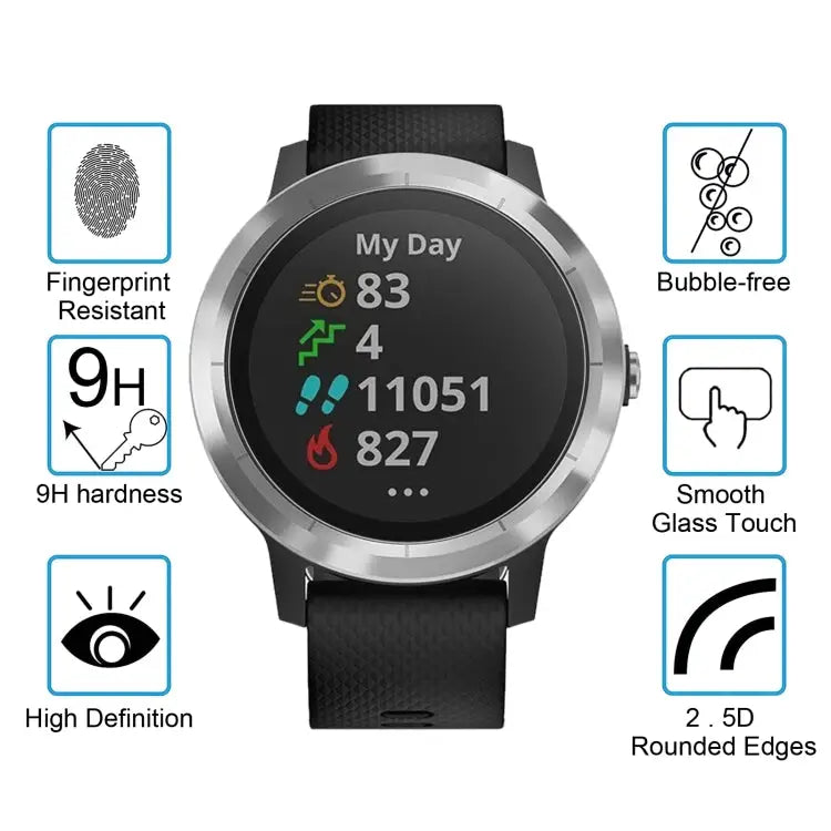 2 PCS ENKAY Hat-Prince 0.2mm 9H 2.15D Curved Edge Tempered Glass Film for Garmin Vivoactive 3 trainer 2 PCS Garmin