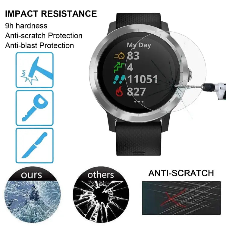 2 PCS ENKAY Hat-Prince 0.2mm 9H 2.15D Curved Edge Tempered Glass Film for Garmin Vivoactive 3 trainer 2 PCS Garmin