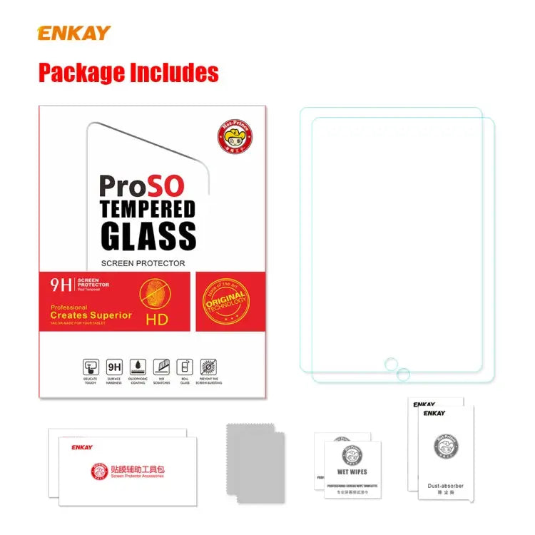 2 PCS ENKAY Hat-Prince 0.33mm 9H Surface Hardness 2.5D Explosion-proof Tempered Glass Protector For iPad 10.2 2021