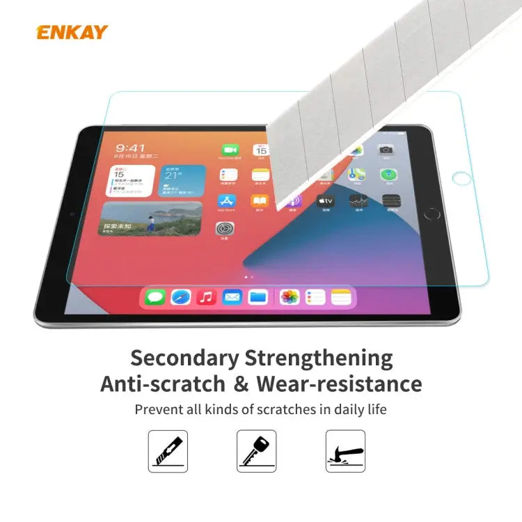 2 PCS ENKAY Hat-Prince 0.33mm 9H Surface Hardness 2.5D Explosion-proof Tempered Glass Protector For iPad 10.2 2021