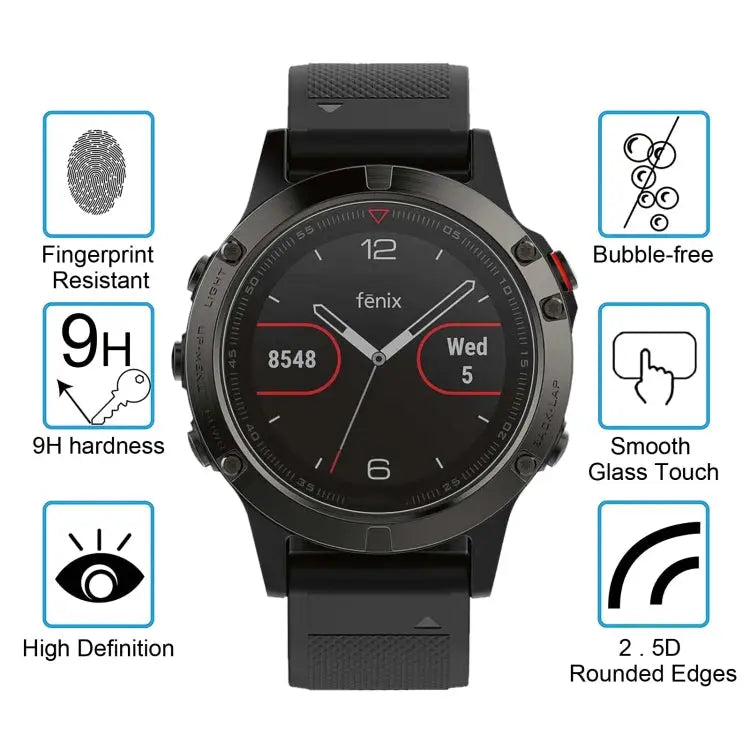 2 PCS ENKAY Hat-Prince for Garmin Fenix 5 Smart Watch 0.2mm 9H Surface Hardness 2.15D Explosion-proof Tempered Glass