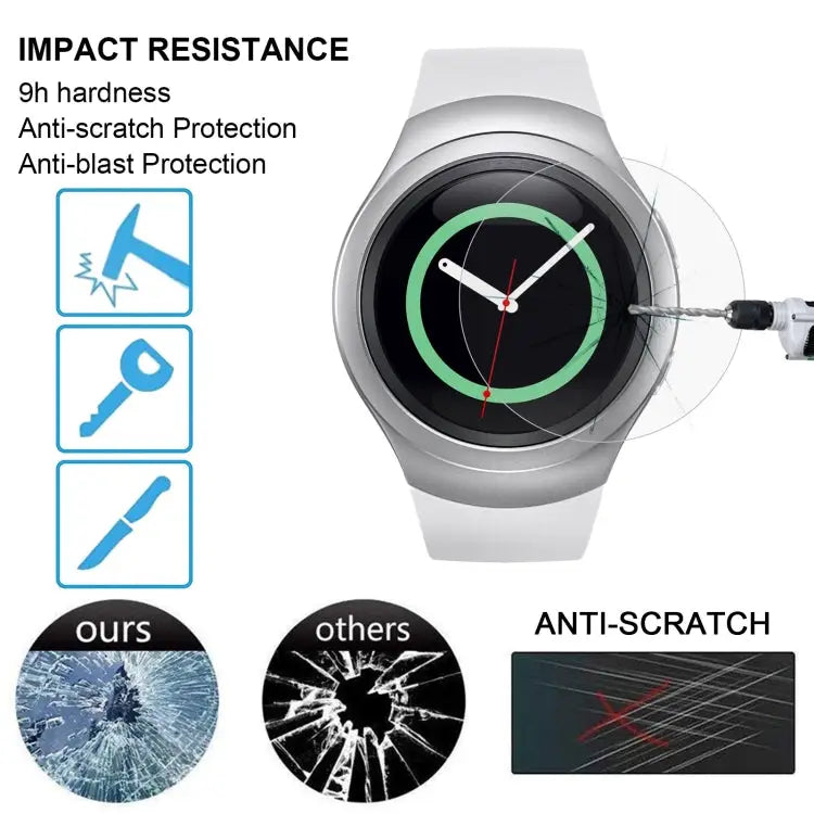 2 PCS ENKAY Hat-Prince for Samsung Gear S2 Smart Watch 0.2mm 9H Surface Hardness 2.15D Explosion-proof Tempered Glass