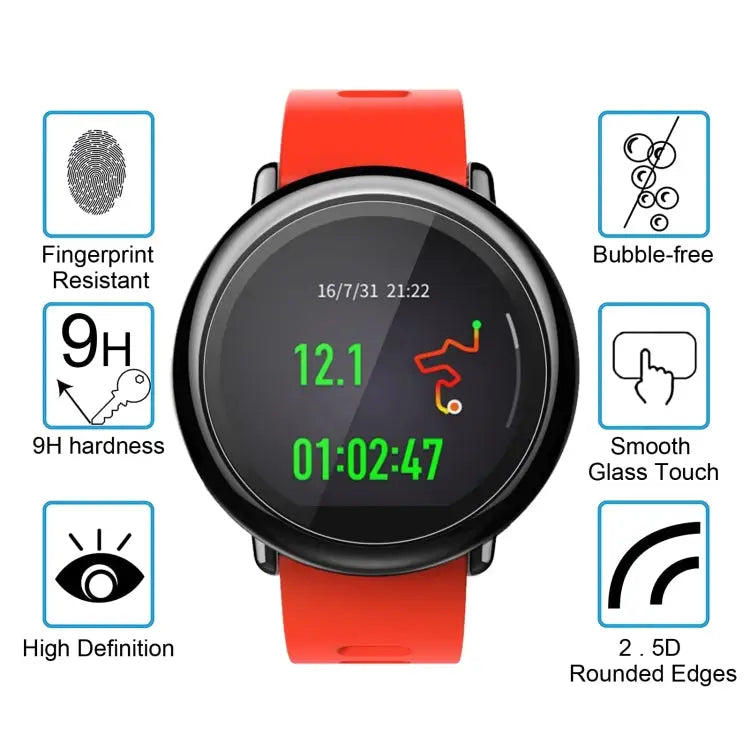 2 PCS ENKAY Hat-Prince for Xiaomi Huami AMAZFIT Smart Watch 0.2mm 9H Surface Hardness 2.15D Explosion-proof Tempered