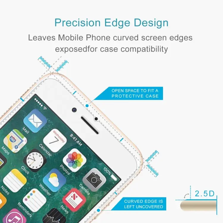 2 PCS for iPhone 8 Plus & iPhone 7 Plus 0.26mm 9H Surface Hardness 2.5D Explosion-proof Tempered Glass Non-full Screen