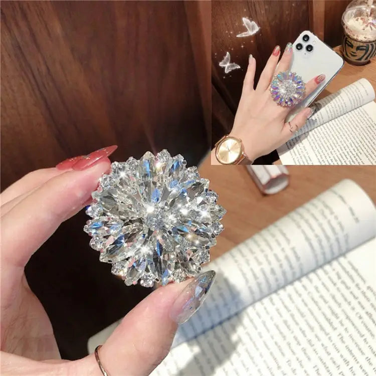 2 PCS Lazy Man Live Shooting Mobile Phone Rotating Ring Buckle Holder Big Diamond Small Diamond Colorful Full Diamond