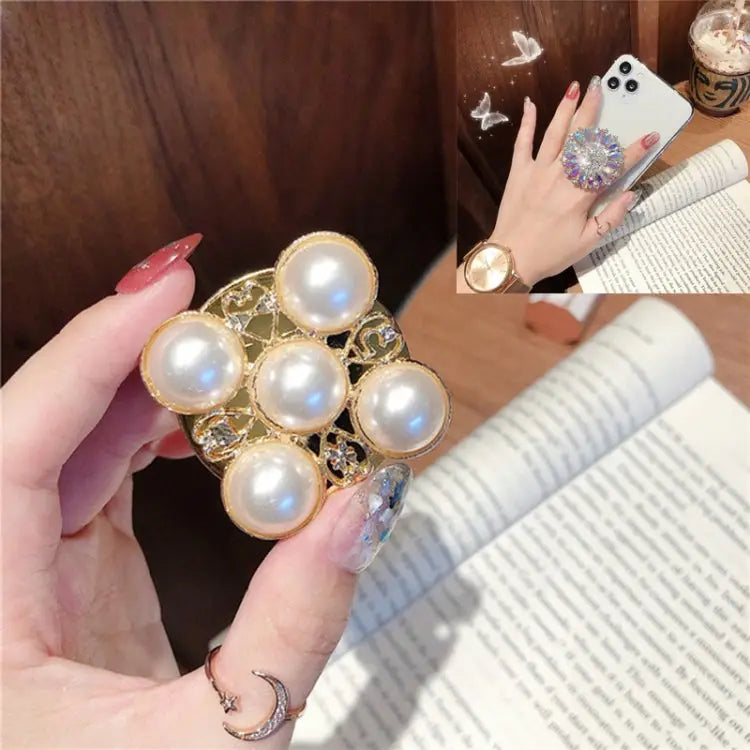 2 PCS Lazy Man Live Shooting Mobile Phone Rotating Ring Buckle Holder Big Diamond Small Diamond Colorful Full Diamond
