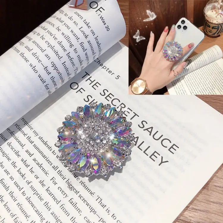 2 PCS Lazy Man Live Shooting Mobile Phone Rotating Ring Buckle Holder Big Diamond Small Diamond Colorful Full Diamond