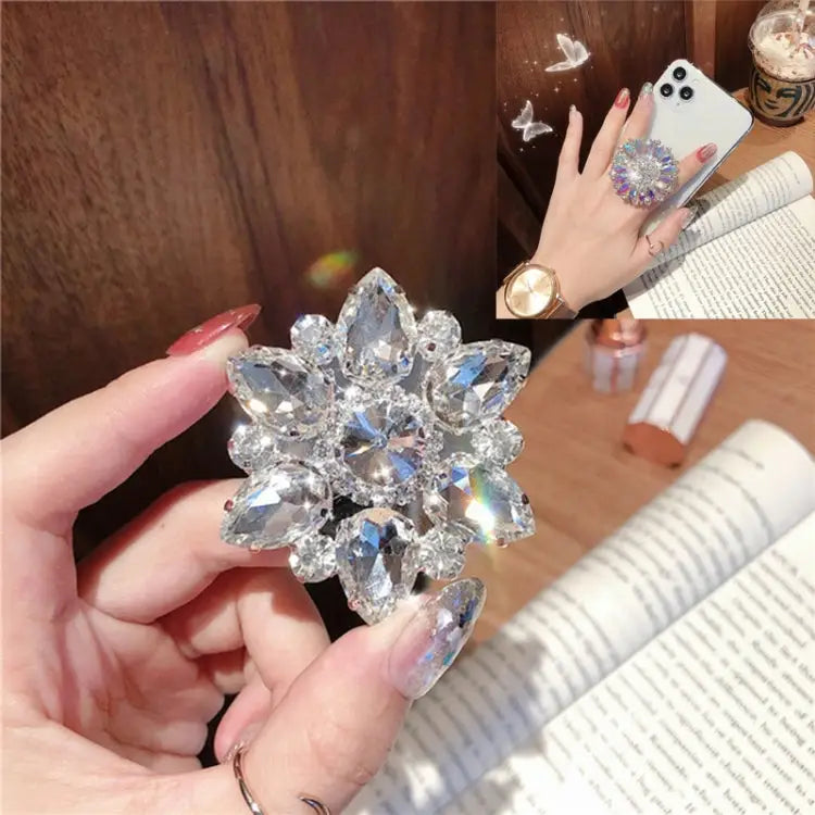 2 PCS Lazy Man Live Shooting Mobile Phone Rotating Ring Buckle Holder Big Diamond Small Diamond Colorful Full Diamond