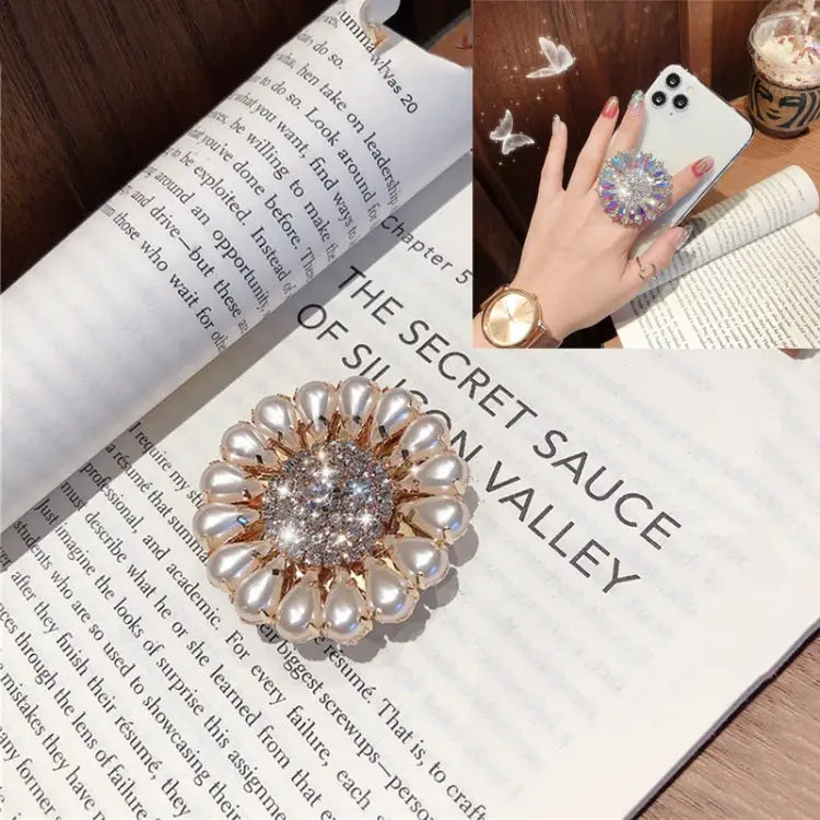2 PCS Lazy Man Live Shooting Mobile Phone Rotating Ring Buckle Holder Big Diamond Small Diamond Colorful Full Diamond