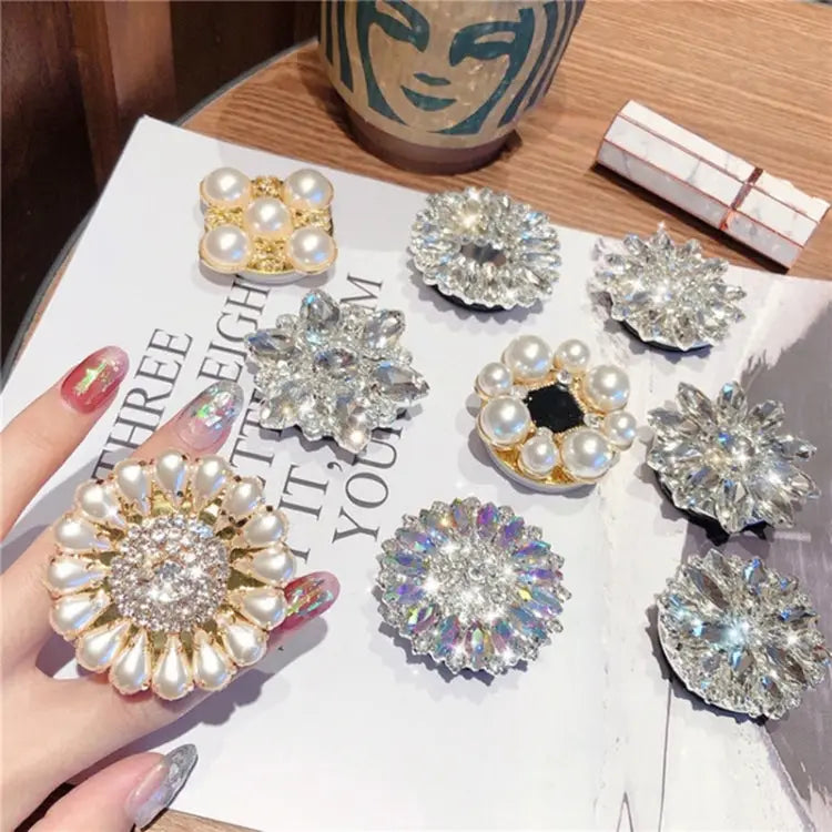 2 PCS Lazy Man Live Shooting Mobile Phone Rotating Ring Buckle Holder Big Diamond Small Diamond Colorful Full Diamond