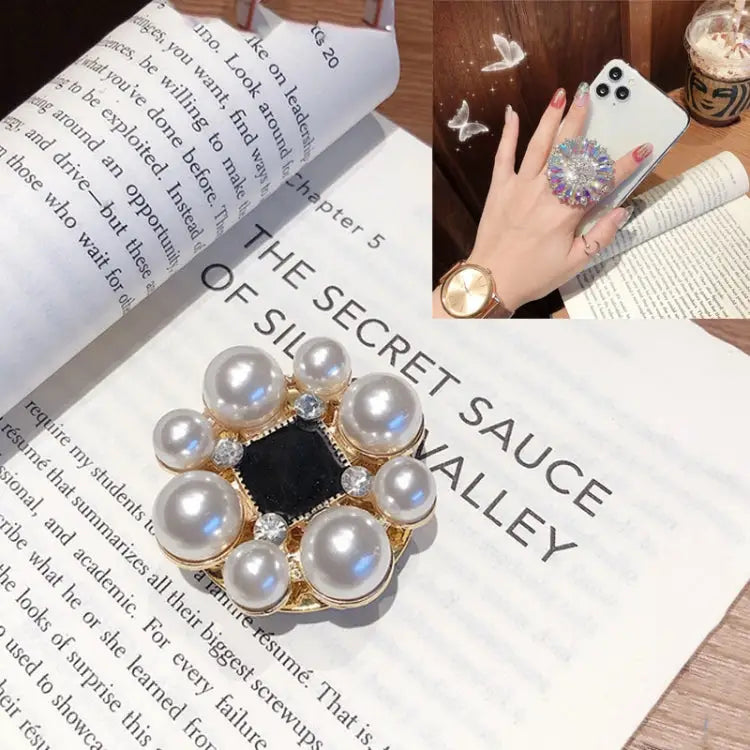 2 PCS Lazy Man Live Shooting Mobile Phone Rotating Ring Buckle Holder Big Diamond Small Diamond Colorful Full Diamond