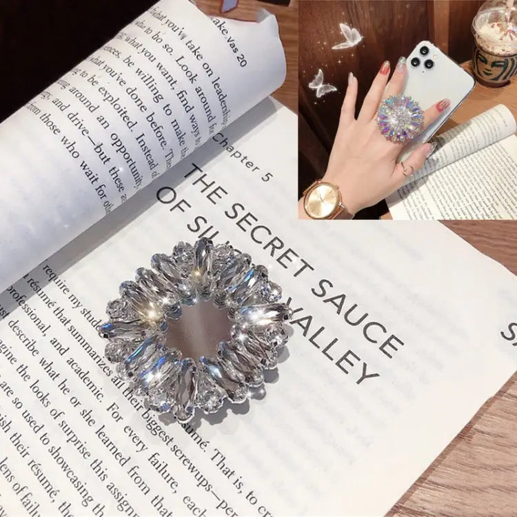 2 PCS Lazy Man Live Shooting Mobile Phone Rotating Ring Buckle Holder Big Diamond Small Diamond Colorful Full Diamond
