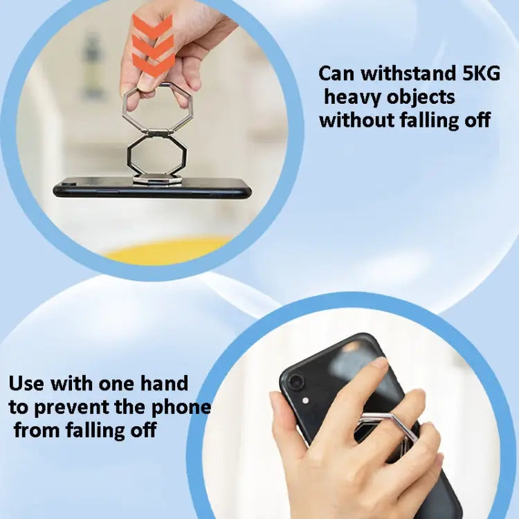 2 PCS Metal Sticky Mobile Phone Ring Holder Desktop Stand - Silver
