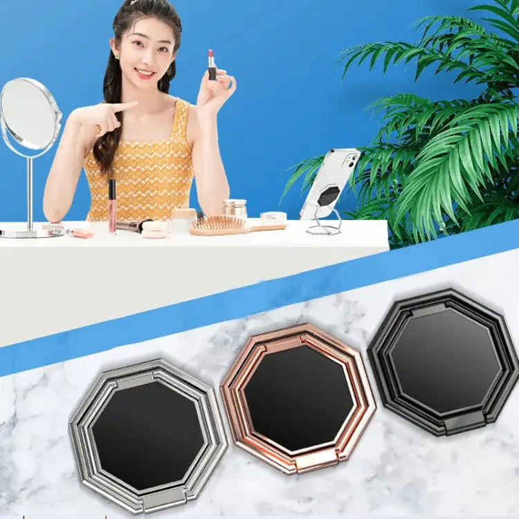 2 PCS Metal Sticky Mobile Phone Ring Holder Desktop Stand - Silver