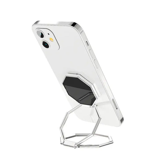 2 PCS Metal Sticky Mobile Phone Ring Holder Desktop Stand - Silver