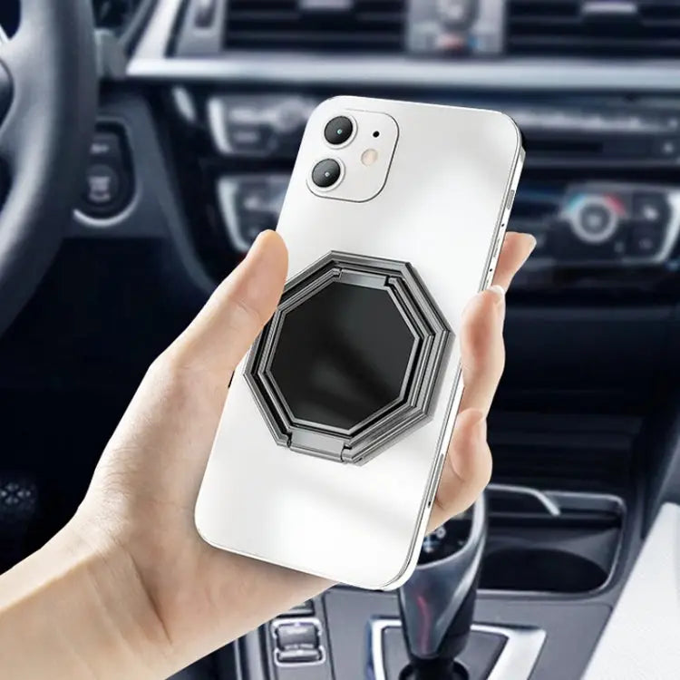 2 PCS Metal Sticky Mobile Phone Ring Holder Desktop Stand - Silver