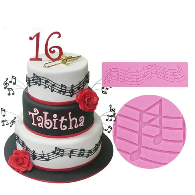 2 PCS Note Cake Decoration Silicone Mould Fondant Cake Tool Baking DIY Mould Note Shape - Note Shape