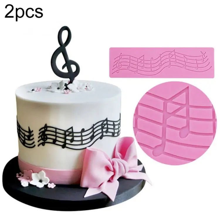 2 PCS Note Cake Decoration Silicone Mould Fondant Cake Tool Baking DIY Mould Note Shape - Note Shape