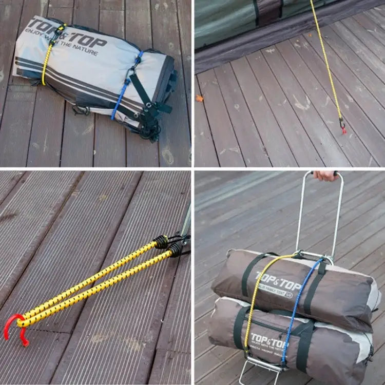 2 PCS Outdoor Tent Crude Elastic Rope Tied High Luggage Rope Clothesline Camping Length: 60cm Diameter: 8mm Random
