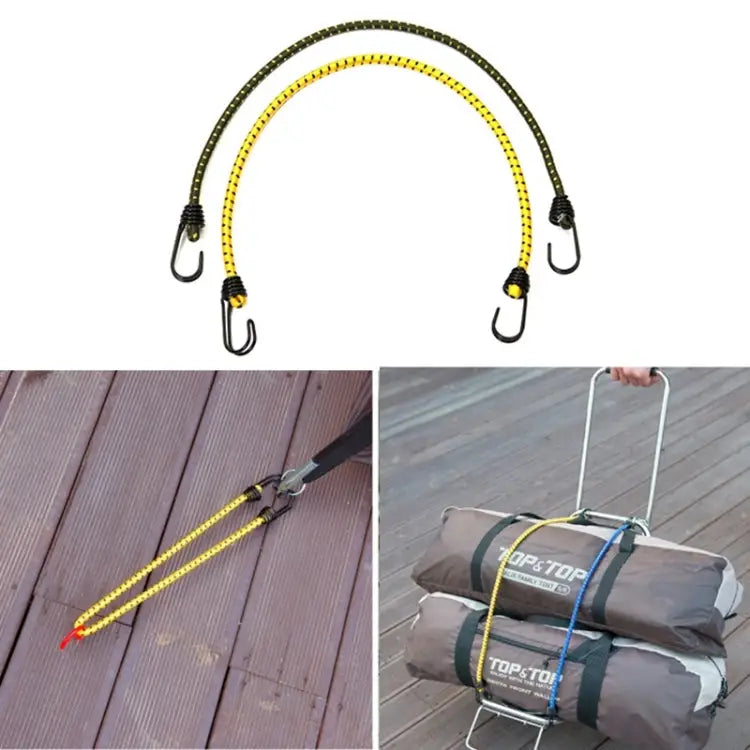 2 PCS Outdoor Tent Crude Elastic Rope Tied High Luggage Rope Clothesline Camping Length: 60cm Diameter: 8mm Random