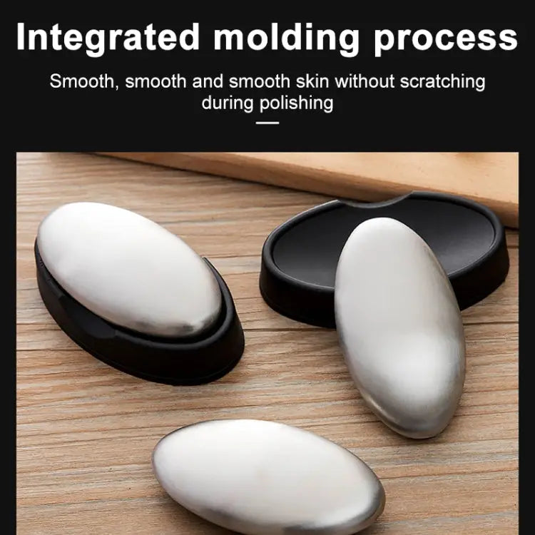 2 PCS Portable Cleaning Stainless Steel Oval Hand Soap Eliminating Odour Remover with Base Random Style Delivery Oval