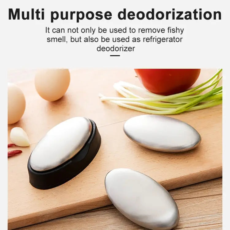 2 PCS Portable Cleaning Stainless Steel Oval Hand Soap Eliminating Odour Remover with Base Random Style Delivery Oval