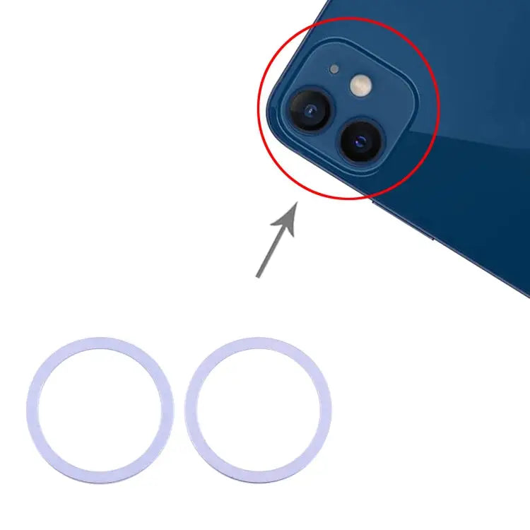 2 PCS Rear Camera Glass Lens Metal Protector Hoop Ring for iPhone 12 For iPhone 12 - For iPhone 12 / Purple