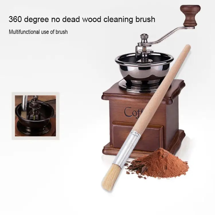 2 PCS Wood Handle Bristles Coffee Grinder Dusting Cleaning Brush Length: 19.5cm Cleaning Brush - Cleaning Brush