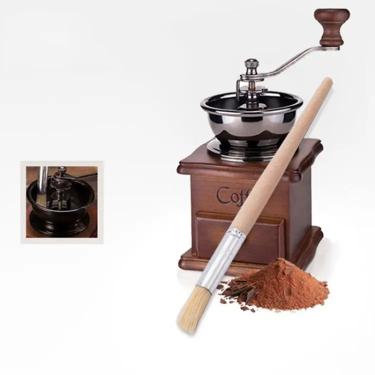 2 PCS Wood Handle Bristles Coffee Grinder Dusting Cleaning Brush Length: 19.5cm Cleaning Brush - Cleaning Brush