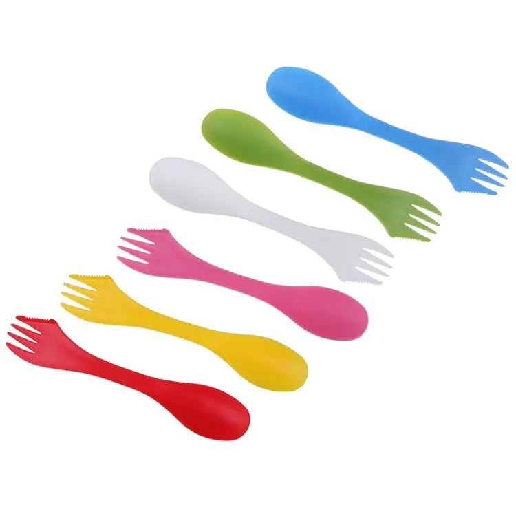 2 Set 3 In 1 Outdoor Camp Tableware Heat Resistant Spoon Fork Knife Camping Hiking Utensils (6pcs=1set) - 2 Set