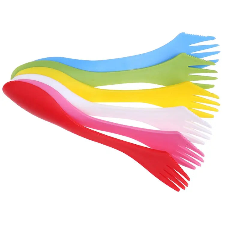 2 Set 3 In 1 Outdoor Camp Tableware Heat Resistant Spoon Fork Knife Camping Hiking Utensils (6pcs=1set) - 2 Set