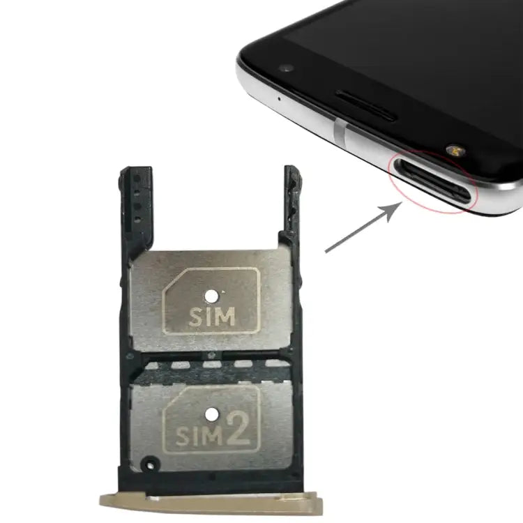 2 SIM Card Tray + Micro SD Card Tray for Motorola Moto Z Play For Moto Z Play - For Moto Z Play / Gold