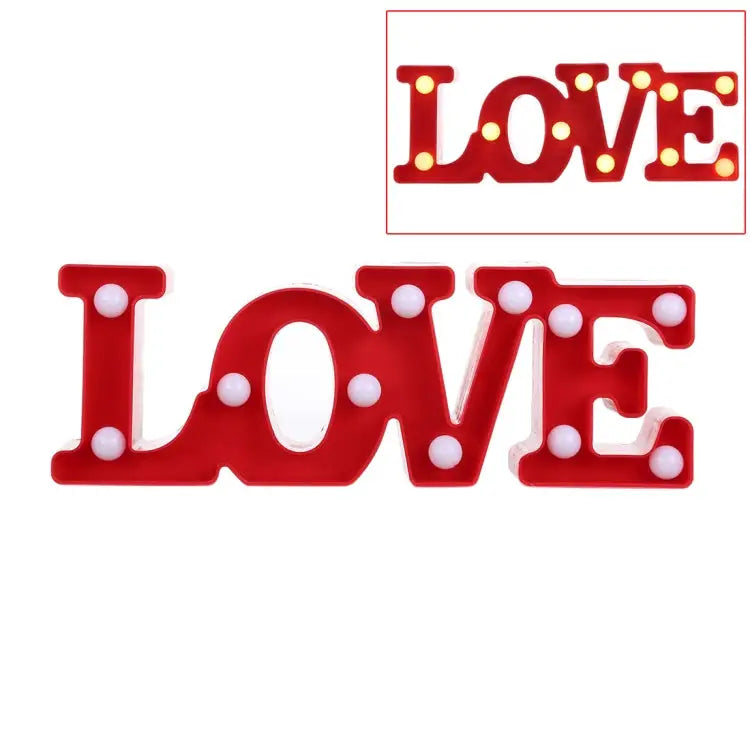 2 x AA Batteries Powered Party Festival Table Wedding Lamp Night Light LOVE(Red) LOVE(White) - LOVE(Red) / Red