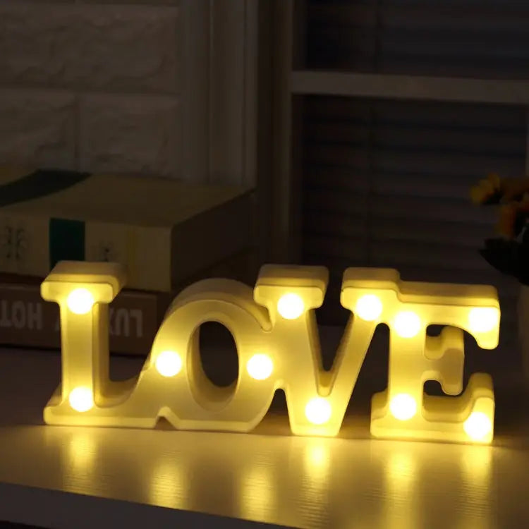 2 x AA Batteries Powered Party Festival Table Wedding Lamp Night Light LOVE(Red) LOVE(White) - LOVE(White) / White
